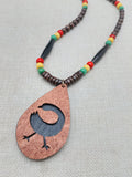 African Sankofa Necklace Wooden Black Adinkra Symbols Ghana Jewelry Unisex