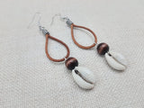 Cowrie Earrings Women Dangle Jewelry Brown Beaded Ethnic Handmade