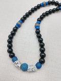 Men Necklace Black Blue Beaded Jewelry Handmade Gift Ideas Ethnic