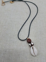Cowrie Set Jewelry Beaded Wood black Cord Earrings Necklace Women Gift Idea Handmade