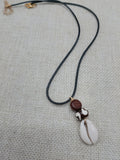 Cowrie Set Jewelry Beaded Wood black Cord Earrings Necklace Women Gift Idea Handmade