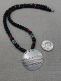 Women's Tribal Silver Black Red Beaded Ethnic Pendant Statement Jewelry