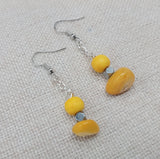 Yellow Earrings Stone Silver Dangle Drop Jewelry Handmade Women