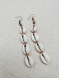 Women Cowrie Earrings Long Copper Handmade Boho Ethnic Dangle Jewelry