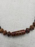 Men Beaded Necklace Black Brown Beaded Jewelry Handmade Gift Father's Day for Him