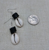 African Cowrie Set Jewelry Black Beaded Silver Necklace Earrings Fashion Women