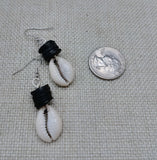 African Cowrie Set Jewelry Black Beaded Silver Necklace Earrings Fashion Women