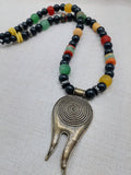 Men Necklace Tribal Spiral Antique Bronze Colorful Jewelry Ethnic Gift ldea