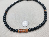 Men Necklace Agate Stone Beaded Black Jewelry