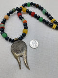 Men Necklace Tribal Spiral Antique Bronze Colorful Jewelry Ethnic Gift ldea