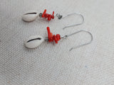 Silver Cowrie Earrings Red Beaded Jewelry Women Ethnic Unique Handmade