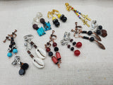 Set 10 Earrings Clip On Beaded Ethnic Jewelry Women Non Pierced Handmade