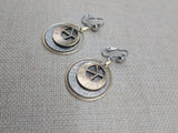 Peace Earrings Women Silver Gold Round Dangle Clip On Non Pierced Jewelry