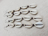 African Earrings Cowrie Jewelry Dark Brown Beads Boho Ethnic Dangle Women Gift Ideas