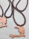 Haiti Necklace Wooden Pendant Brown  Jewelry Men Beaded
