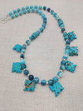 Turquoise Elephant Jewelry Necklace Beaded Women Silver Fashion Statement
