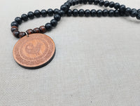 African Sankofa Bird Adinkra Wooden Necklace Men Jewelry Black Brown Handmade