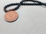 African Sankofa Bird Adinkra Wooden Necklace Men Jewelry Black Brown Handmade