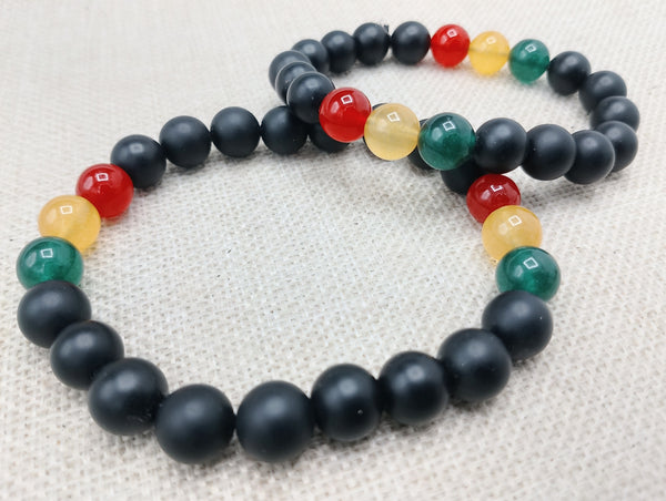 Rasta Bracelet Beaded Unisex Jewelry Stretch Handmade Statement Gift Ghana