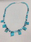 Turquoise Elephant Jewelry Necklace Beaded Women Silver Fashion Statement