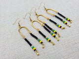 Jamaica Earrings Women Gold Long Beaded Jewelry Handmade Beaded Green Yellow Black