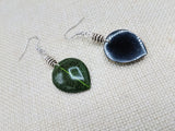 Women Earrings Fall Jewelry Leaves Green Silver Dangle Women