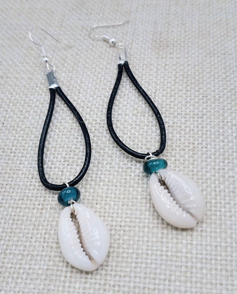 Cowrie Earrings Women Jewelry Handmade Leather Dangle Women