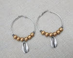 Silver Hoop Earrings Cowrie Shell Gold Women Dangle Jewelry