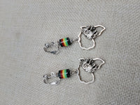 Silver Africa Earrings Elephant Rasta Jewelry Women Beaded