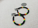 Rasta Earrings Clip On Hoop Non Pierced Beaded Jewelry