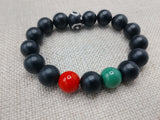 Pan African Bracelet Unisex Beaded Red Black Green Stretch Jewelry Handmade