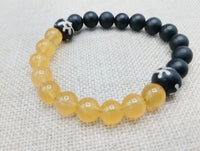 Bracelets Black Yellow White Beaded Stretch Handmade Gift Unisex