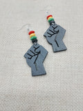 Juneteenth Necklace Black Fist Jewelry Set Women Earrings Red Yellow Green Wooden Handmade Statement
