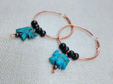 Copper Hoop Earrings Women Turquoise Elephant Beaded Ethnic Jewelry
