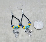 Silver Africa Earrings Dangle Blue Yellow Teal Jewelry Women