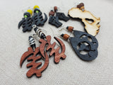 Wooden African Earringd Dankofa Gye Nyame Beaded Women Jewelry Handmade Dangle Afrocentric Set of 5