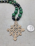 Coptic Cross Necklace Jewelry Brass Antique Gold Black Green Men