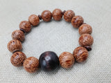 Wood Bracelet Beaded Men Jewelry Size 8 Stretch Handmade Brown