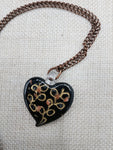 Women's Murano Heart Necklace Gold Black Copper Jewelry Glass Chain Gift Ideas