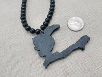 Haiti Necklace Wooden Pendant Black Jewelry Men Beaded
