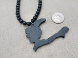 Haiti Necklace Wooden Pendant Black Jewelry Men Beaded
