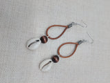 Cowrie Earrings Women Dangle Jewelry Brown Beaded Ethnic Handmade