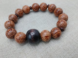 Wood Bracelet Beaded Men Jewelry Size 8 Stretch Handmade Brown
