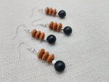 Women Earrings Black Brown Small Dangle Beaded Jewelry Silver