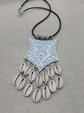 Large Silver Pendant Necklace Fashion Statement Women Jewelry Beaded Handmade Gift Ideas Special $25.00
