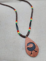 African Sankofa Necklace Wooden Black Adinkra Symbols Ghana Jewelry Unisex