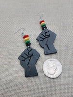 Juneteenth Necklace Black Fist Jewelry Set Women Earrings Red Yellow Green Wooden Handmade Statement