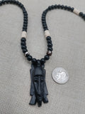 Men's Jewelry African Face Pendant Beaded Necklace Black Brown Handmade