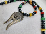Men Necklace Tribal Spiral Antique Bronze Colorful Jewelry Ethnic Gift ldea