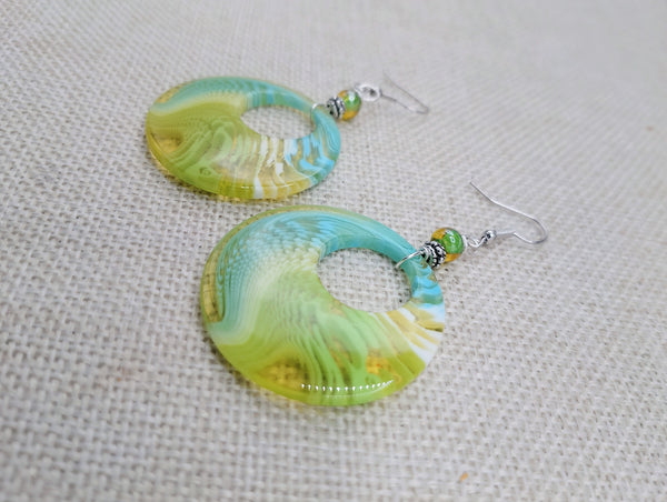 Bright Summer Blue Green White Earrings Women Fashion